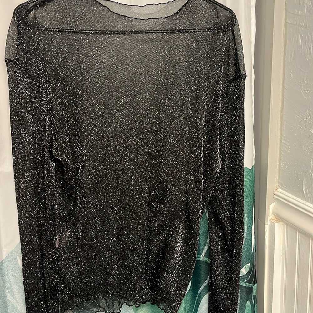 Sheer sparkly long sleeve top